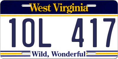 WV license plate 1OL417