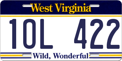 WV license plate 1OL422
