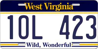 WV license plate 1OL423
