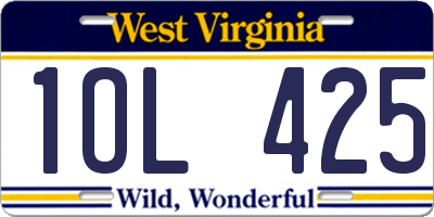 WV license plate 1OL425