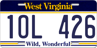 WV license plate 1OL426