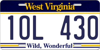 WV license plate 1OL430