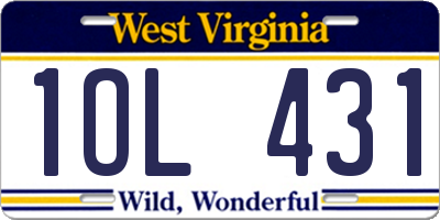 WV license plate 1OL431