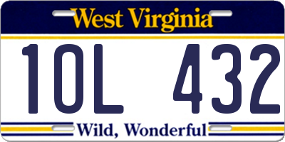 WV license plate 1OL432