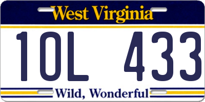 WV license plate 1OL433
