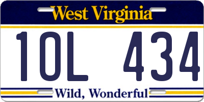 WV license plate 1OL434