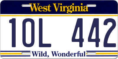 WV license plate 1OL442