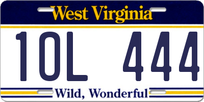 WV license plate 1OL444