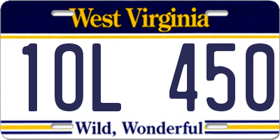 WV license plate 1OL450