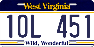 WV license plate 1OL451