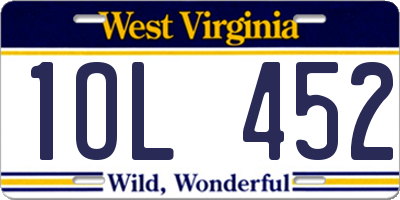 WV license plate 1OL452