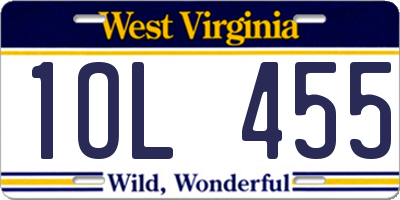 WV license plate 1OL455