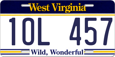 WV license plate 1OL457