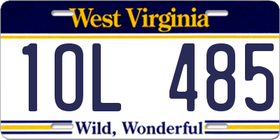 WV license plate 1OL485