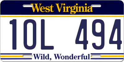 WV license plate 1OL494
