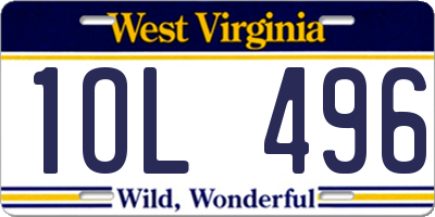 WV license plate 1OL496