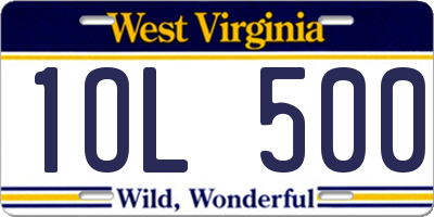 WV license plate 1OL500