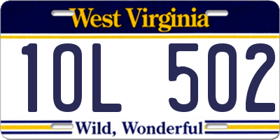 WV license plate 1OL502