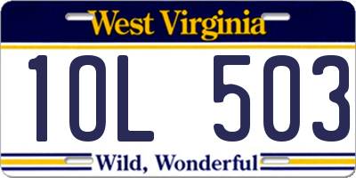 WV license plate 1OL503