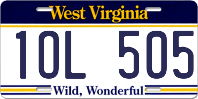 WV license plate 1OL505