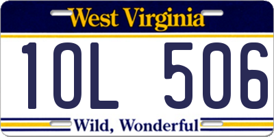 WV license plate 1OL506