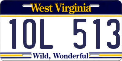 WV license plate 1OL513