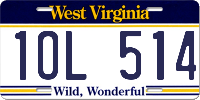 WV license plate 1OL514
