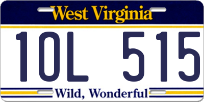 WV license plate 1OL515