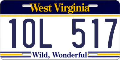 WV license plate 1OL517