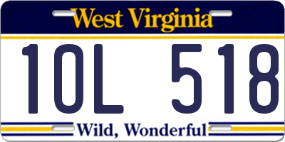 WV license plate 1OL518