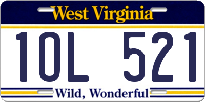 WV license plate 1OL521