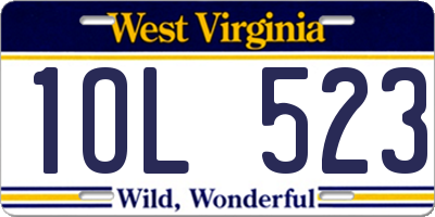 WV license plate 1OL523