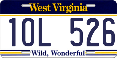 WV license plate 1OL526