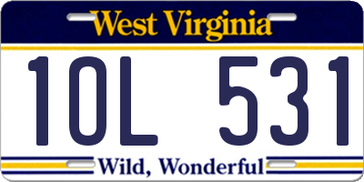WV license plate 1OL531