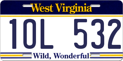 WV license plate 1OL532