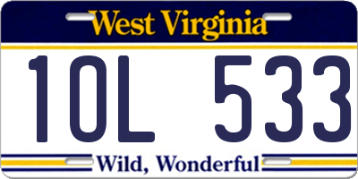 WV license plate 1OL533