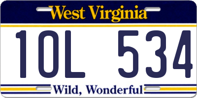 WV license plate 1OL534
