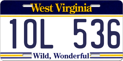 WV license plate 1OL536