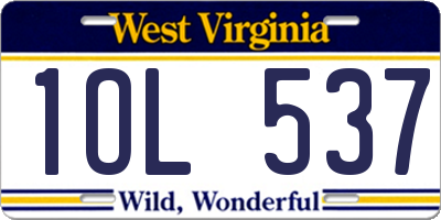 WV license plate 1OL537