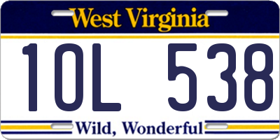 WV license plate 1OL538
