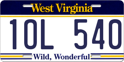 WV license plate 1OL540