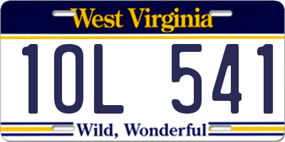 WV license plate 1OL541