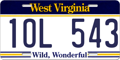 WV license plate 1OL543