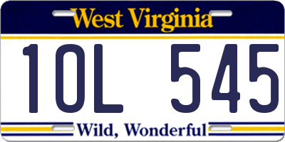 WV license plate 1OL545