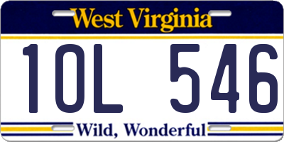 WV license plate 1OL546