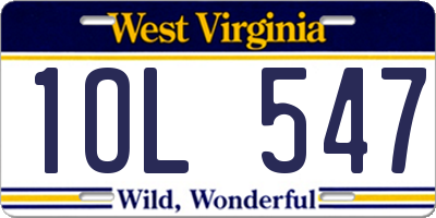WV license plate 1OL547