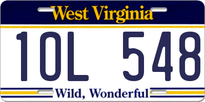 WV license plate 1OL548