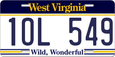 WV license plate 1OL549