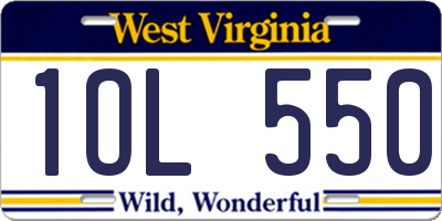 WV license plate 1OL550
