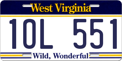WV license plate 1OL551